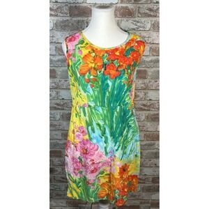 Vintage 80s 90s Colorful Floral Dress by Jams World Hawaii Bouquet Burst Sz S
